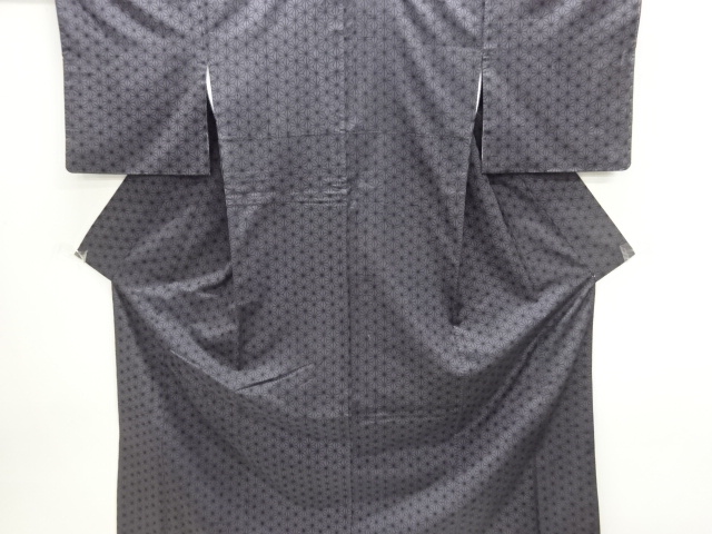 Hand-woven SILK pongee kimono with woven hemp leaf pattern